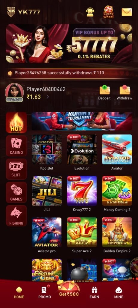 home page yk777 game